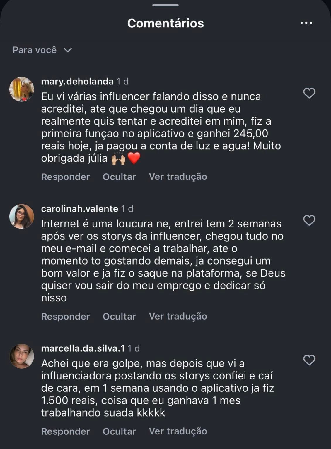 Seção de comentários